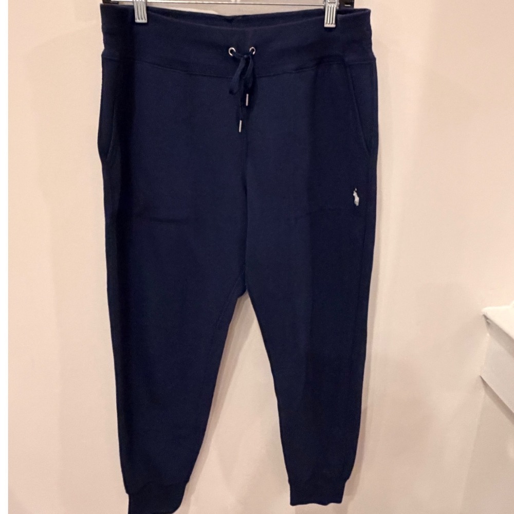 Polo Ralph Lauren Mens Navy Blue Double-Knit Jacquard Jogger Sweatpants Large